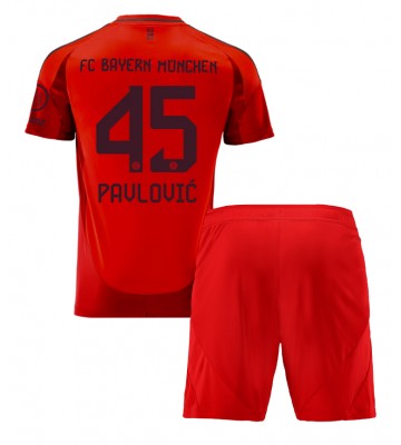 Bayern Munich Aleksandar Pavlovic #45 Hemmakläder Barn 2024-25 Kortärmad (+ Korta byxor)